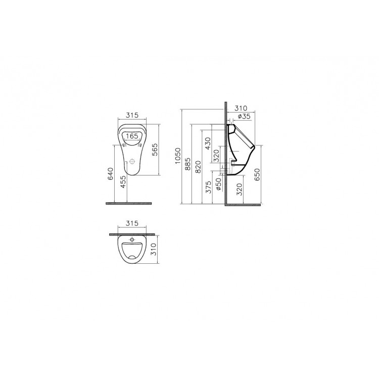 Pisuārs Vitra Arkitekt, 6202-003-0198