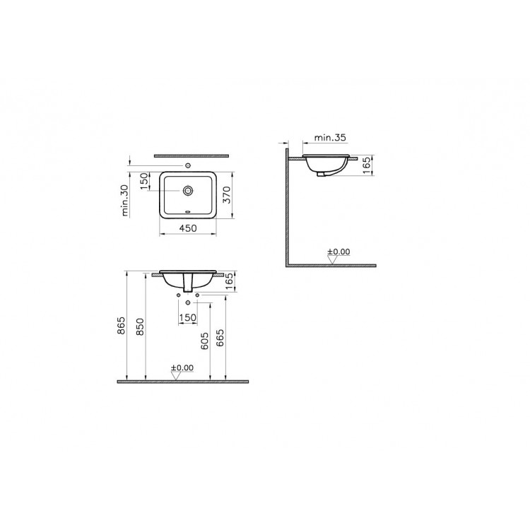 Vannas istabas iebūvējamā izlietne VITRA S20K 45x37cm, 5473-003-0001