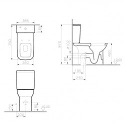 Tualetes pods invalīdiem VitrA Inva S20 ar universālu izvadu bez vāka