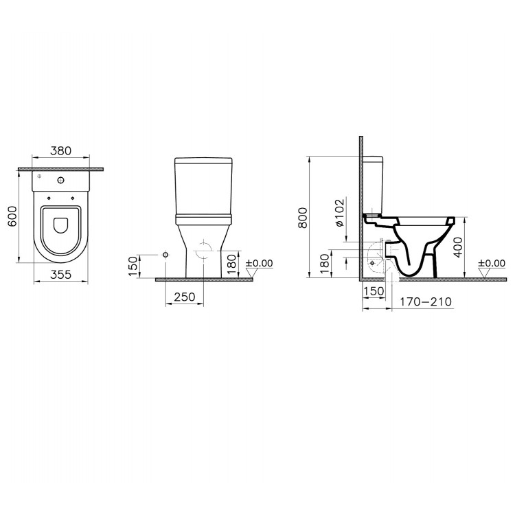 Tualetes pods VitrA S50 ar Soft Close vāku, universāls izvads