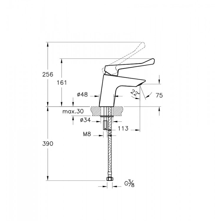 Izlietnes jaucējkrāns VITRA SOLID INVA, A42484