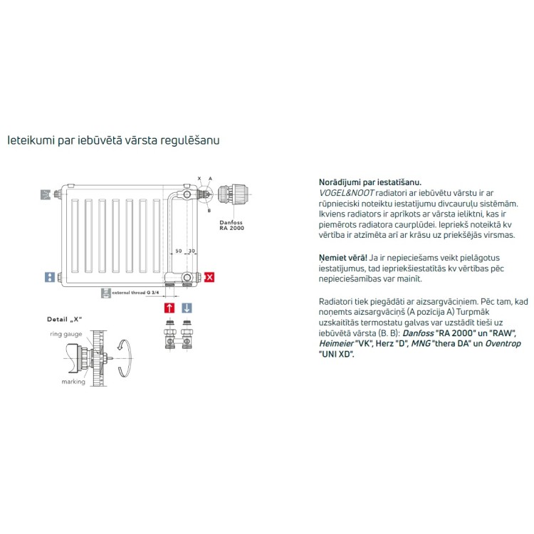 Tērauda paneļu apkures radiators Vogel&Noot VK ar apakšējo pieslēgumu 22 300x1320