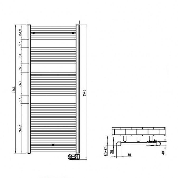 Elektriskais dvieļu žāvētājs Zehnder Aura 600x1466 mm 1000W, melns matēts