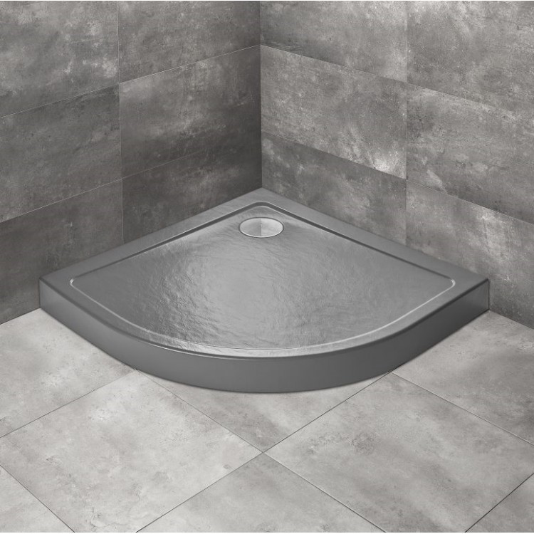 Dušas paliktnis pusapaļš Radaway Doros A Compact 90x90, antracīts akmens