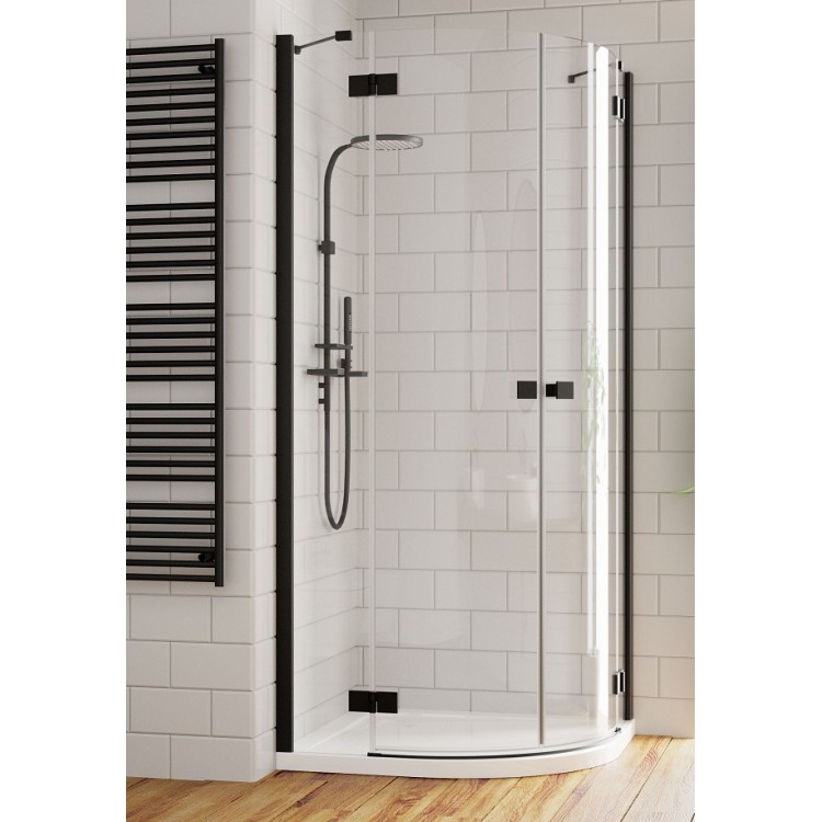 Dušas stūris pusapaļš Radaway Essenza New Black PDD 80x80 cm