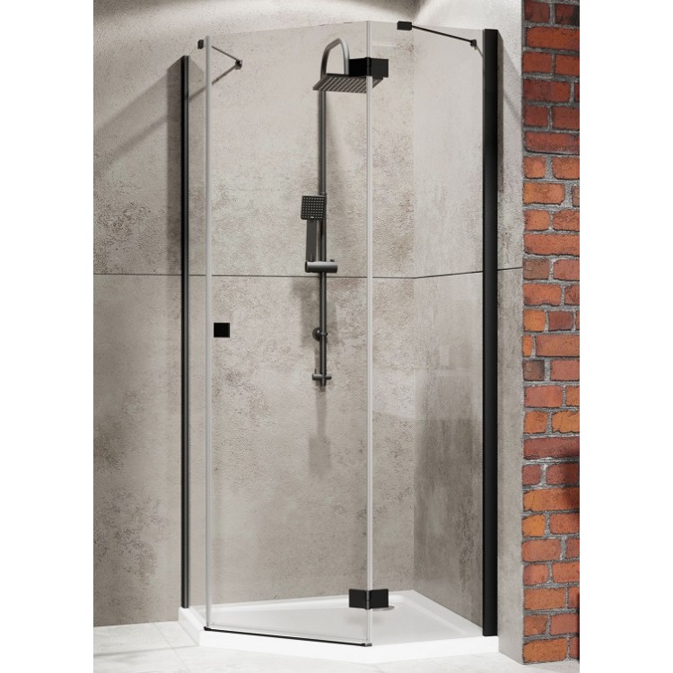 Dušas stūris piecstūru Radaway Essenza New Black PTJ 80x80 cm