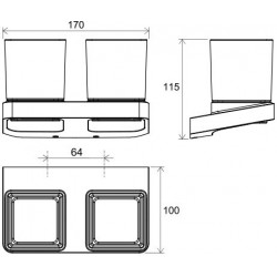 Glāze ar turētāju, dubultais Ravak 10°, hroms TD 220.0