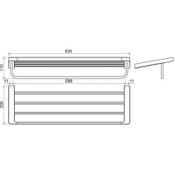 Plaukts ar dvieļu turētāju Ravak 10° 63 cm, hroms TD 330.00