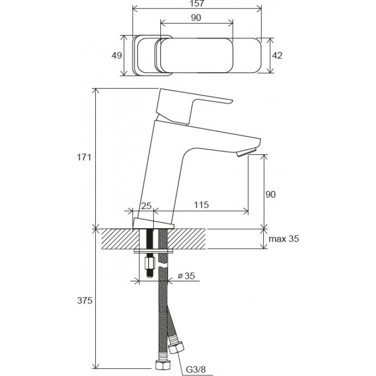 Izlietnes maisītājs RAVAK 10° Free TD F 014.00, X070129