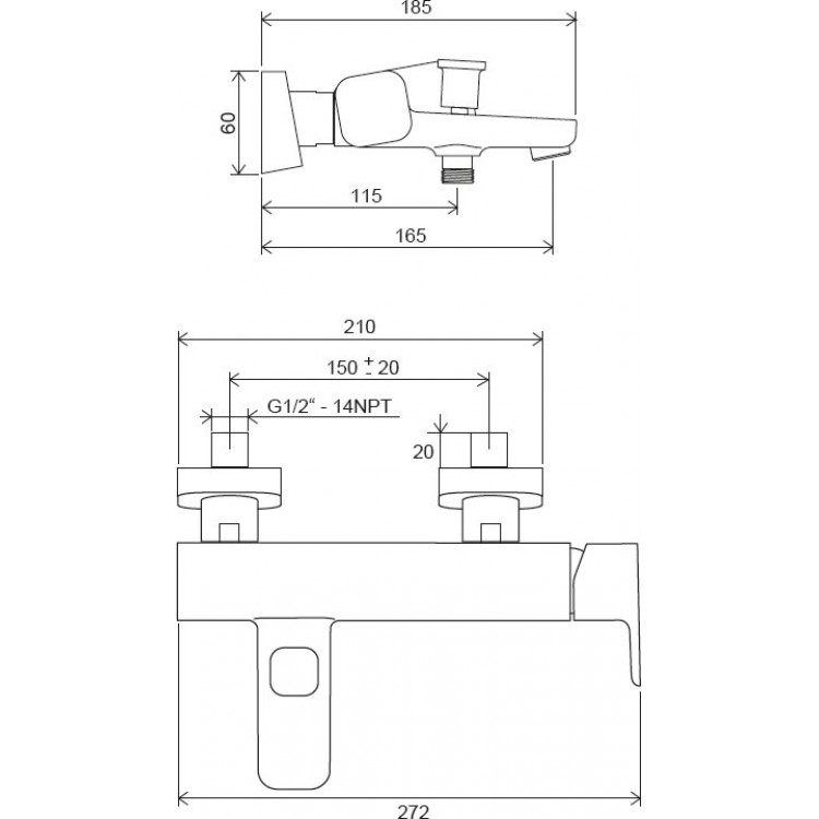 Vannas un dušas maisītājs RAVAK 10° Free TD F 022.00/150