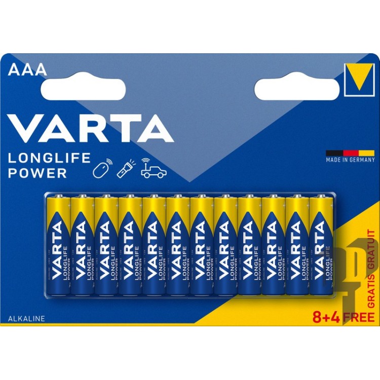 Alkaline baterijas VARTA AAA (3A) LONGLIFE POWER 4903/12 1.5V 12gb