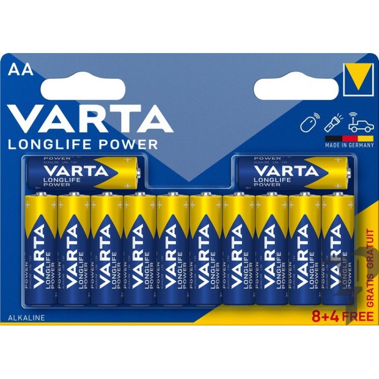 Alkaline baterijas VARTA AA (2A) LONGLIFE POWER 4906/12 1.5V 12gb