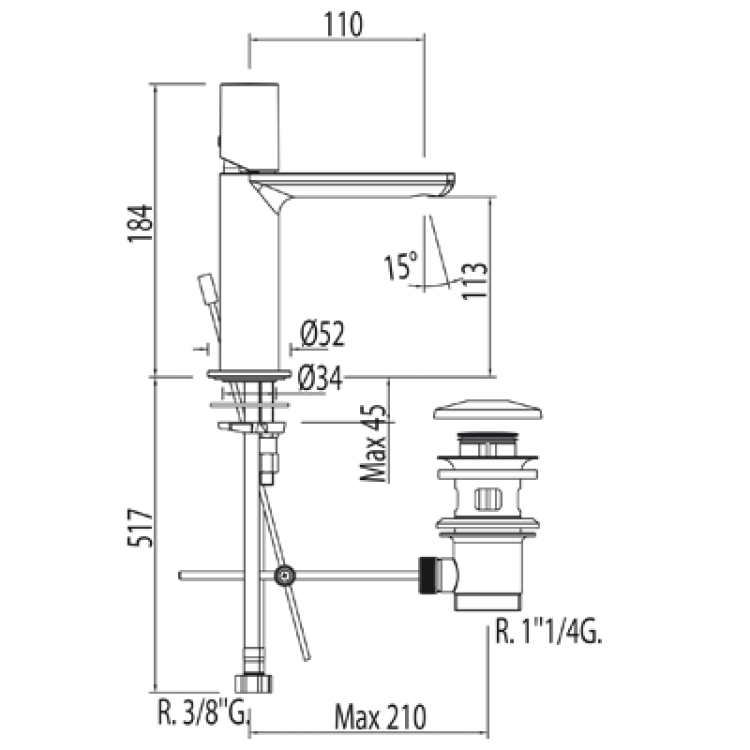 Izlietnes maisītājs MAX-TRES, hroms 06210303