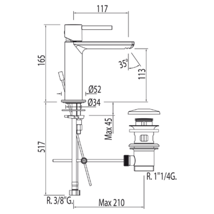 Izlietnes maisītājs MAX-TRES, hroms 06210303D