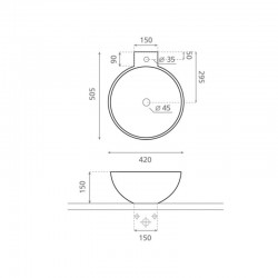 Vannas istabas uzliekamā izlietne Bathco BAYONA 42x50.5cm, 0028