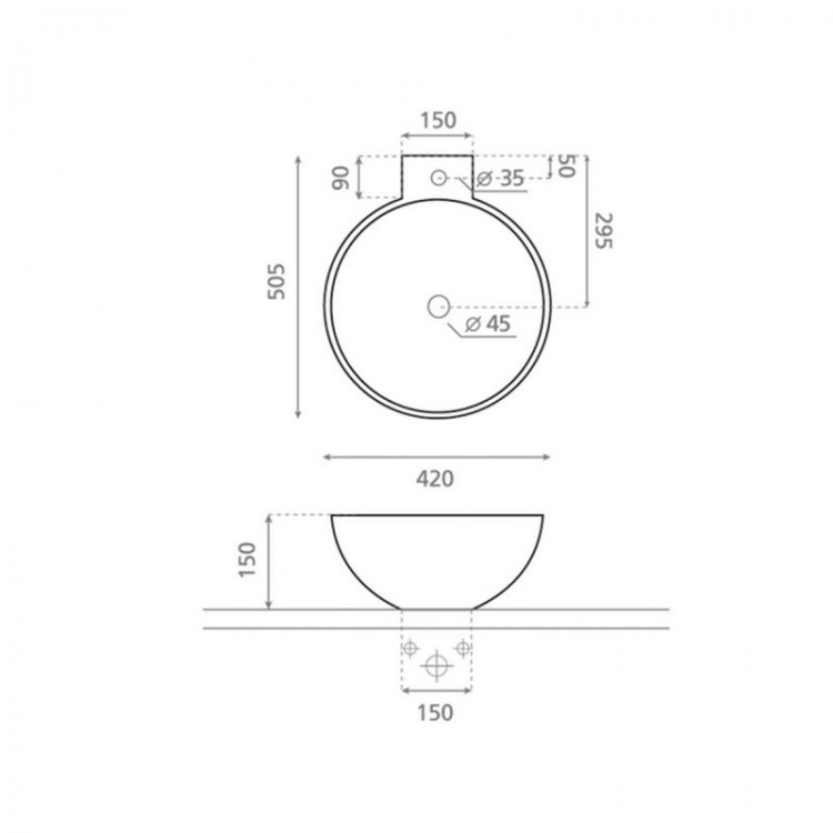 Vannas istabas uzliekamā izlietne Bathco BAYONA 42x50.5cm, 0028