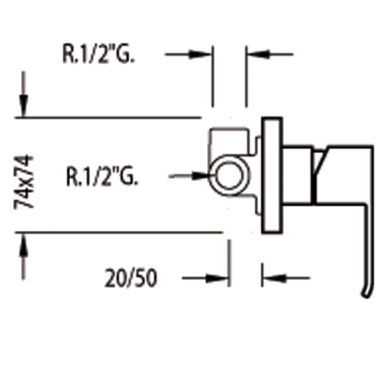 Dušas iebūvējamais maisītājs CUADRO-TRES, hroms 106177