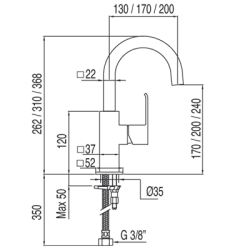 Izlietnes maisītājs CUADRO TRES, hroms 106605