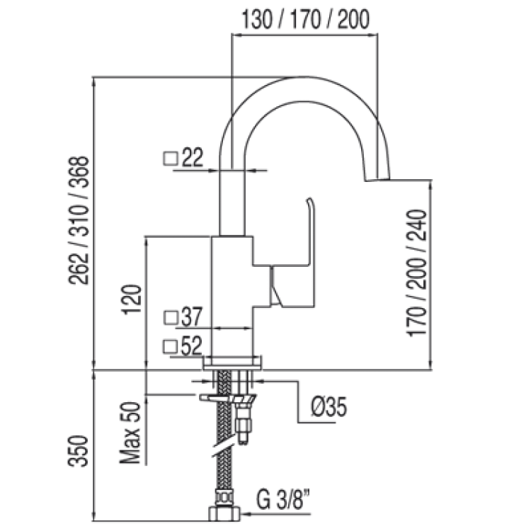 Izlietnes maisītājs CUADRO-TRES, hroms 106606