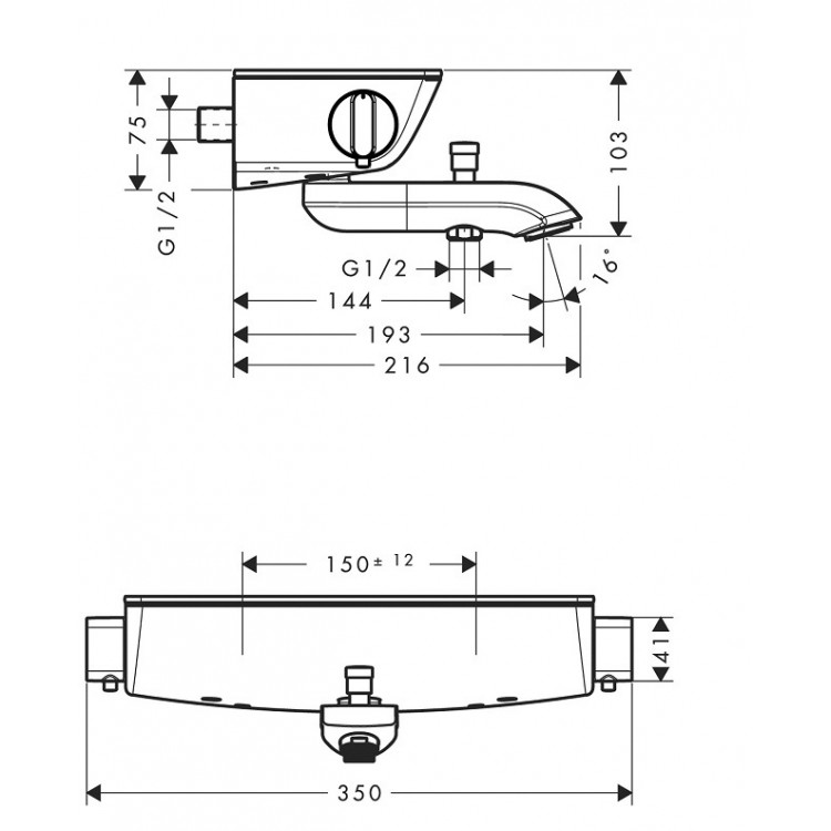 Vannas un dušas termostata maisītājs Hansgrohe Ecostat Select, hroms 13141000
