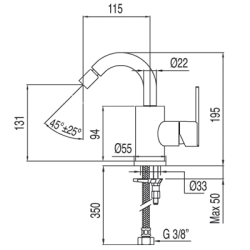 Bidē maisītājs LEX-TRES, hroms 181224
