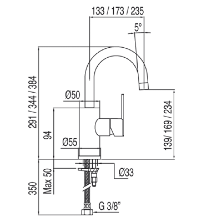 Izlietnes maisītājs LEX-TRES, hroms 181303