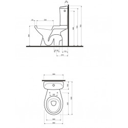 Tualetes pods KOLO IDOL ar horizontālu izvadu,ciets vāks 19025