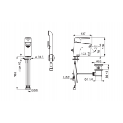 Izlietnes maisītājs ar bidetta rokas dušu ORAS SAGA 3908F