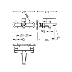 Vannas un dušas maisītājs ar dušu CLASS-TRES, hroms 20517001