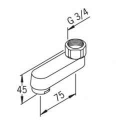Jaucējkrāna izteka 75mm ORAS 221108