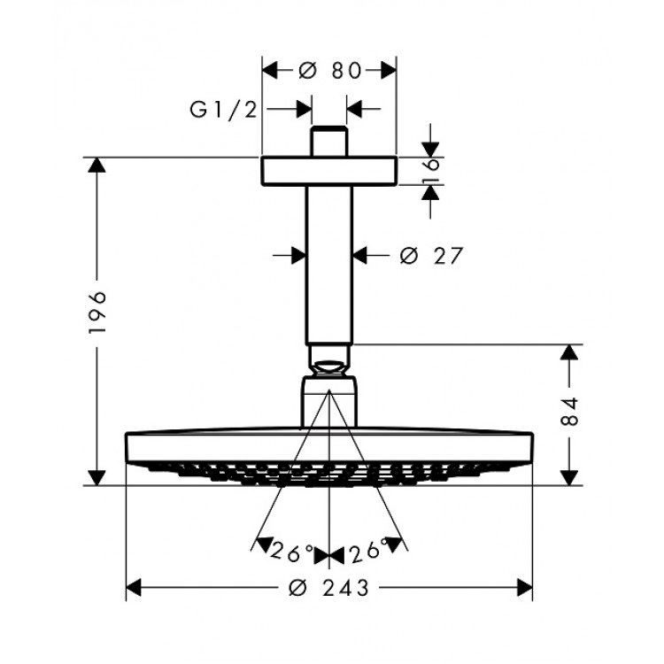 Dušas galva HG Raindance Select S 240 2jet, balts/hroms 26467400