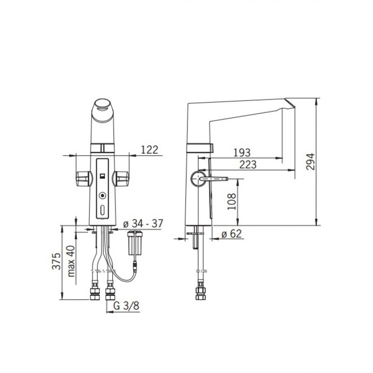 Virtuves izlietnes maisītājs ar bezkontakta funkciju ORAS OPTIMA,3V 2720