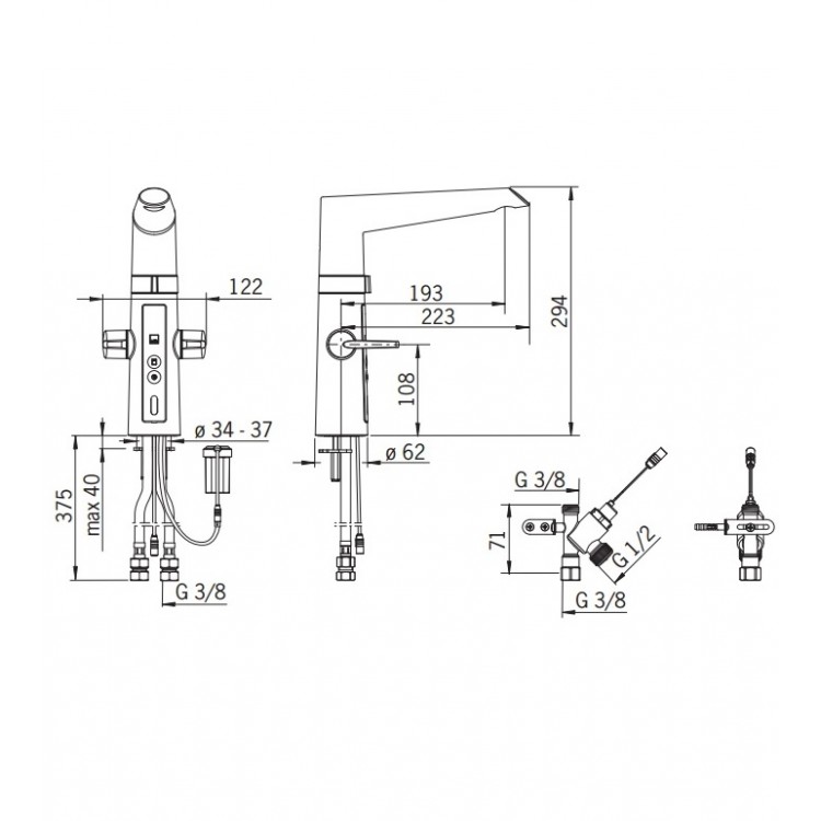 Virtuves izlietnes maisītājs ar bezkontakta funkciju ORAS OPTIMA,3V 2725