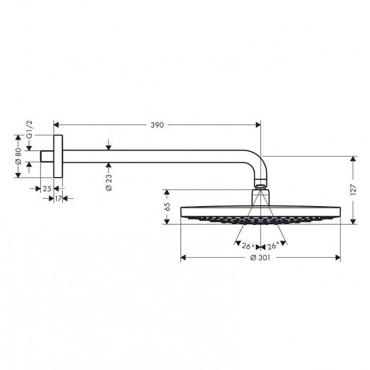 Dušas galva HG Raindance Select S 300 2jet, hroms 27378000