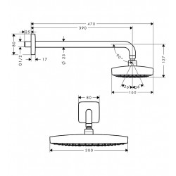 Dušas galva HG Raindance Select E 300 2jet, balts/hroms 27385400