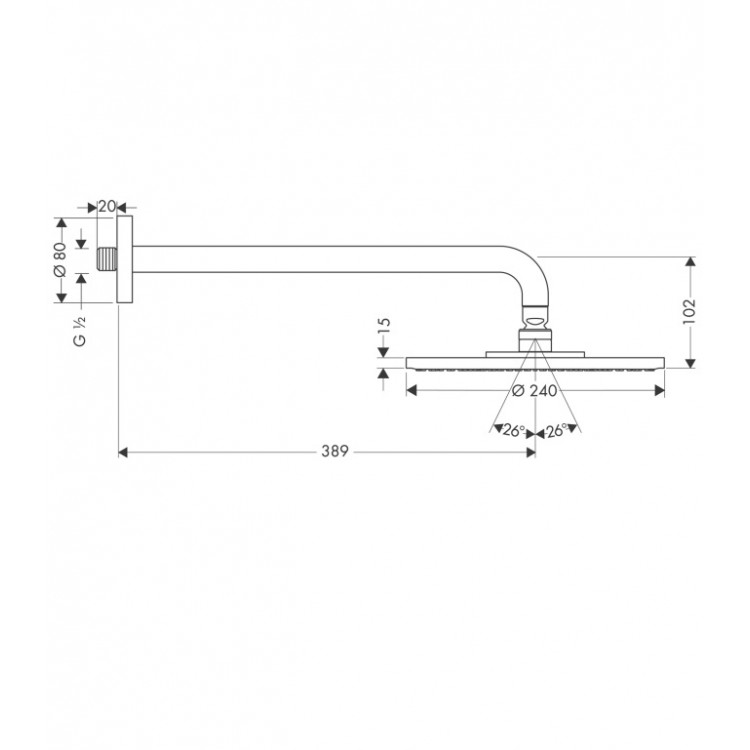 Dušas galva HG Raindance S 240 Air 1jet D240mm 27474000