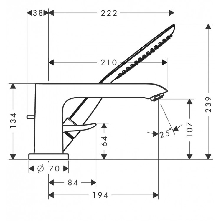 Vannas maisītājs uz vannas malas Hansgrohe Metris 3-daļīgs, 31190000
