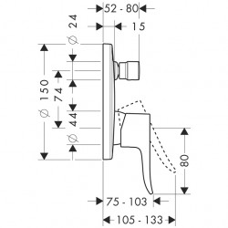 Vannas un dušas iebūvējamā maisītāja dekoratīvā daļa Hansgrohe Metris 31493000