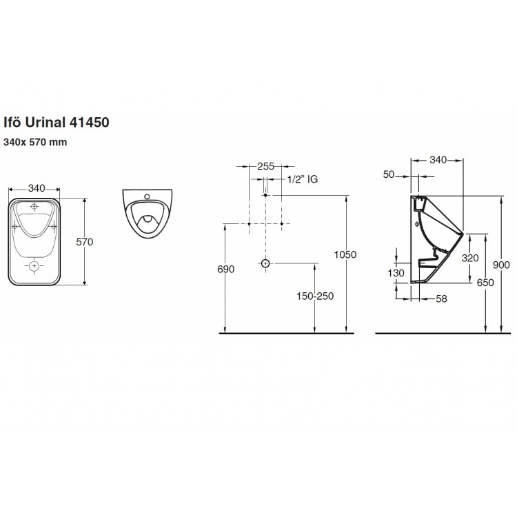 Pisuārs IFO, ūdens pievads no augšas 41450
