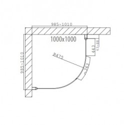 Dušas stūris pusapaļš Duschy Round 1000x1000, caurspīgs stikls 5211-100