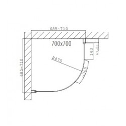 Dušas stūris pusapaļš Duschy Round 700x700, caurspīgs stikls 5211-70