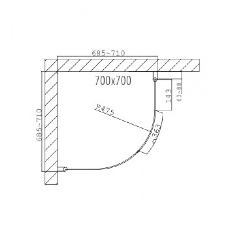 Dušas stūris kvadrātveida Duschy Corner 700x700, tonēts stikls 2x5232-70