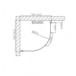 Dušas stūris pusapaļš Duschy Round 800x800, tonēts stikls 5212-80