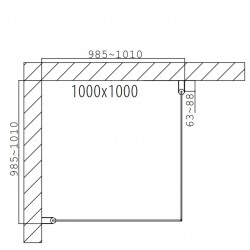 Dušas stūris kvadrātveida Duschy Corner 1000x1000,caurspīgs stikls 2x5231-100