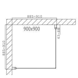 Dušas stūris kvadrātveida Duschy Corner 900x900, caurspīgs stikls 2x5231-90