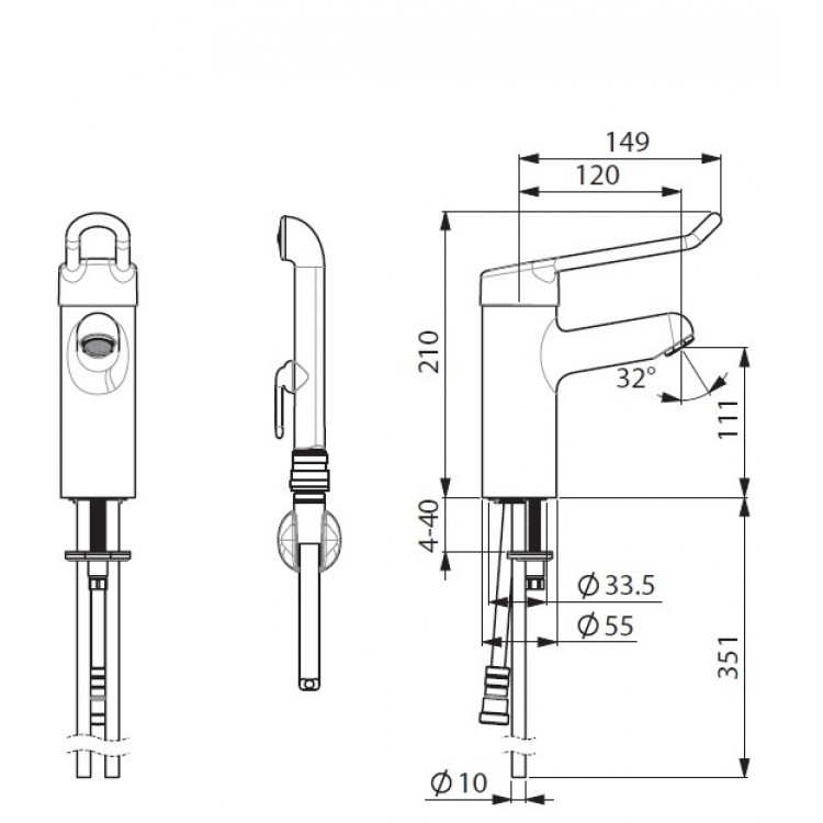 Izlietnes jaucējkrāns ar bidettu dušu ORAS MEDIPRO, 5512B