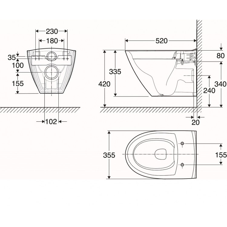 Tualetes pods piekaramais IFO Inspira Art Rimfree bez vāka, 624500009