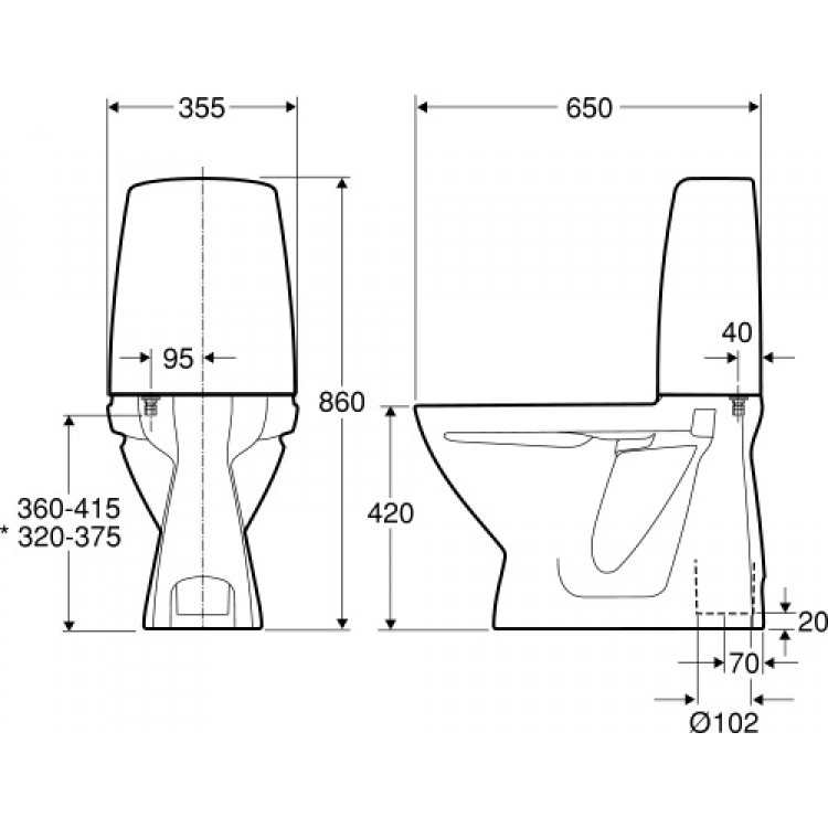Tualetes pods IFO SIGN Izvads grīdā 4/2L, 6860 00001