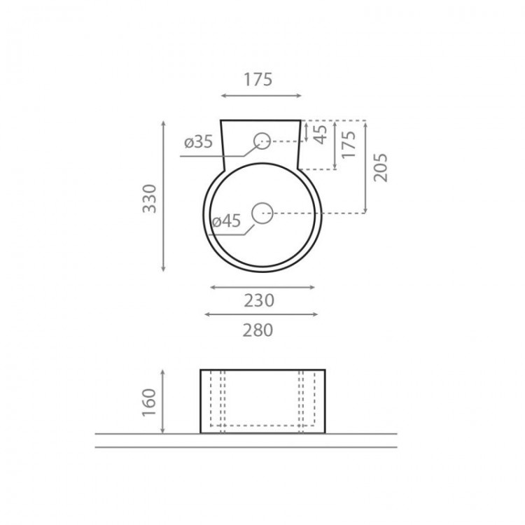 Vannas istabas uzliekamā izlietne Bathco JEREZ 28x33cm, 0066