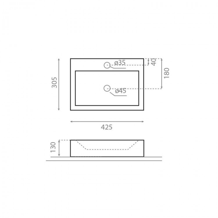 Vannas istabas uzliekamā izlietne Bathco GERONA 42.5x30.5cm, 0037